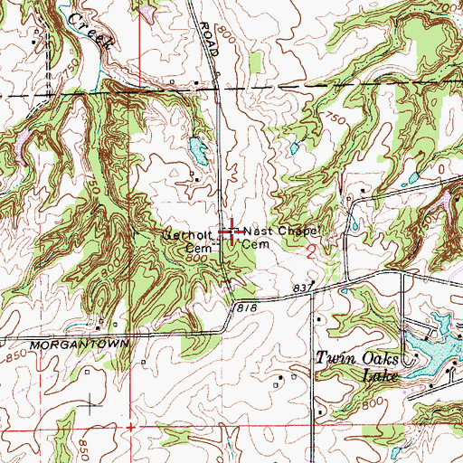 Topographic Map of Nast Chapel Cemetery, IN