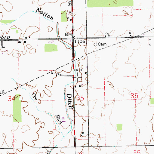 Topographic Map of Nation Ditch, IN
