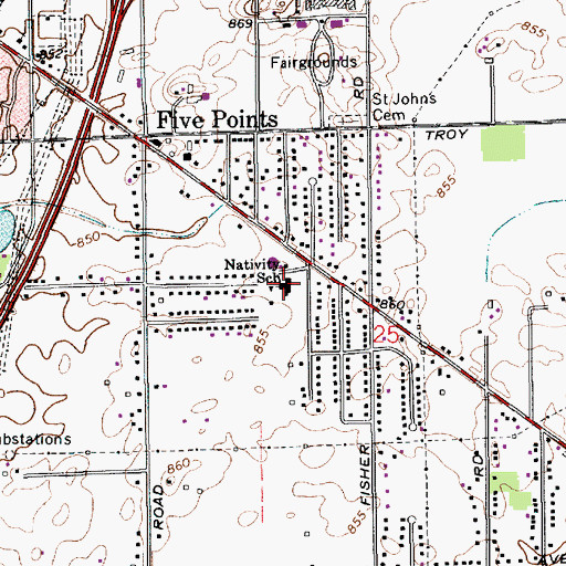 Topographic Map of Nativity School, IN