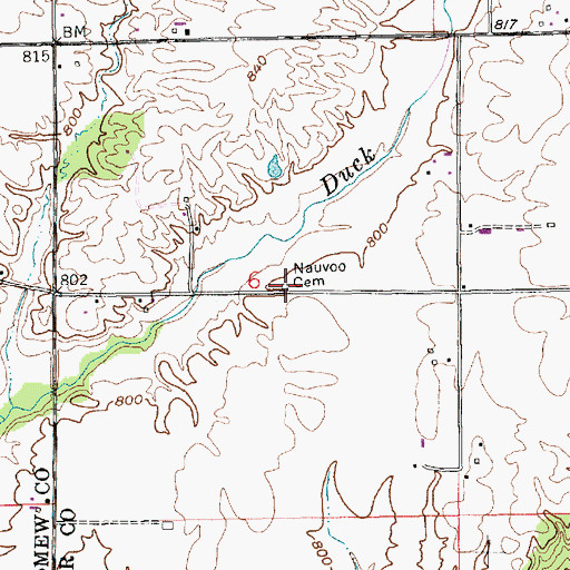 Topographic Map of Nauvoo Cemetery, IN