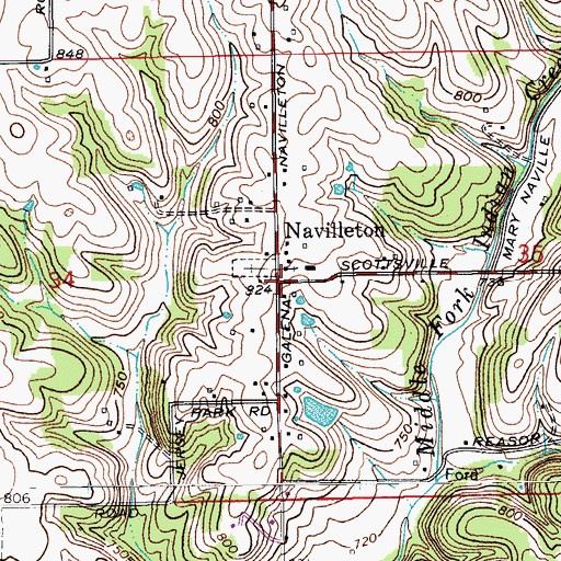 Topographic Map of Navilleton, IN