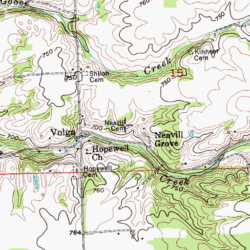 Topographic Map of Neavill Cemetery, IN