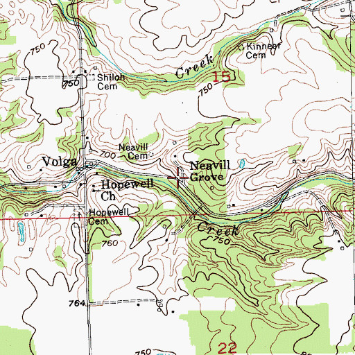 Topographic Map of Neavill Grove, IN
