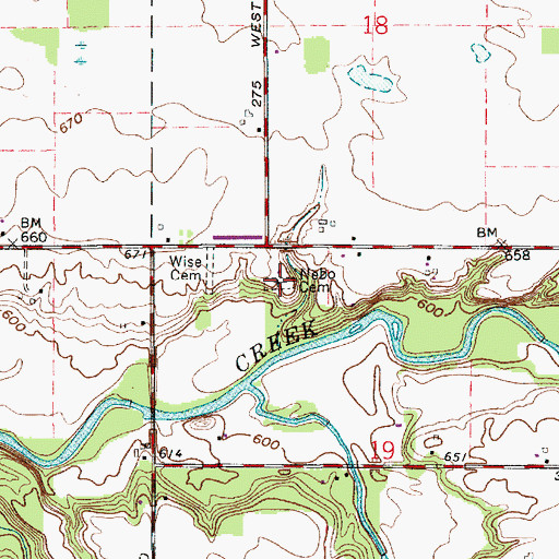 Topographic Map of Nebo Cemetery, IN
