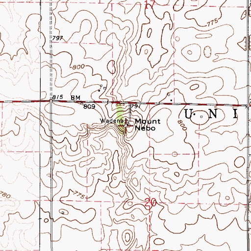 Topographic Map of Mount Nebo, IN