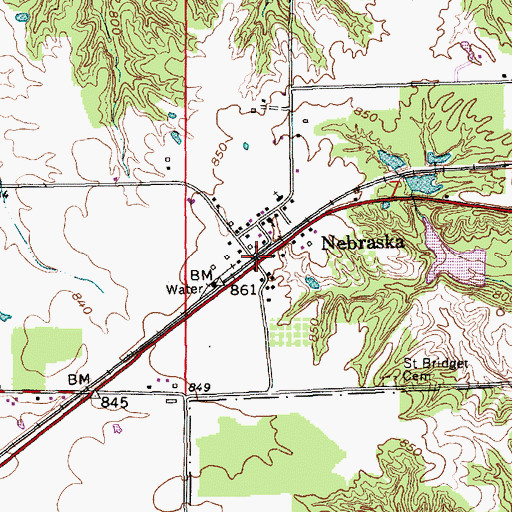 Topographic Map of Nebraska, IN