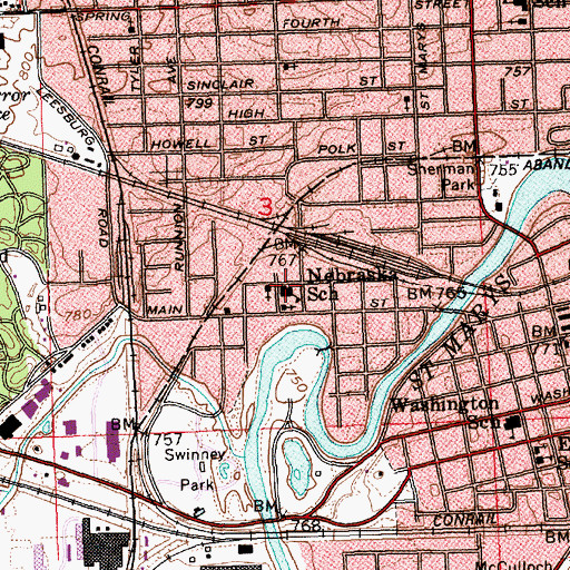 Topographic Map of Nebraska Elementary School, IN