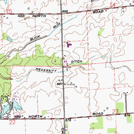 Topographic Map of Necessity Ditch, IN
