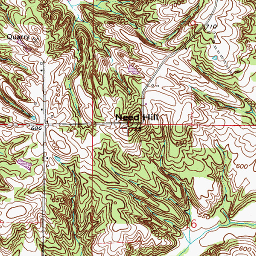 Topographic Map of Need Hill, IN