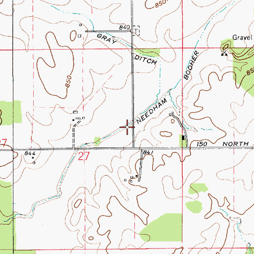 Topographic Map of Needham Booher Ditch, IN