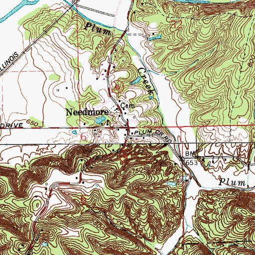 Topographic Map of Needmore, IN