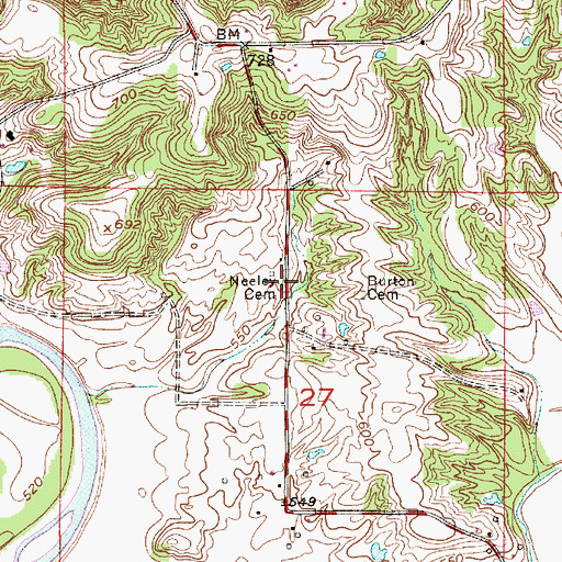 Topographic Map of Neeley Cemetery, IN
