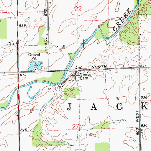Topographic Map of Neese Cemetery, IN