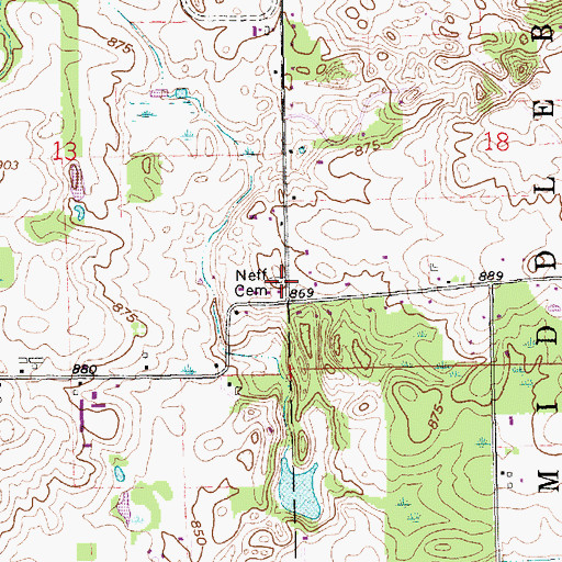 Topographic Map of Neff Cemetery, IN