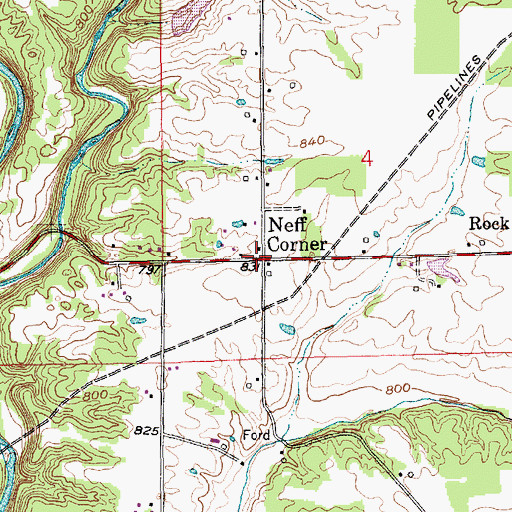 Topographic Map of Neff Corner, IN