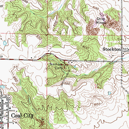 Topographic Map of Neihart Cemetery, IN