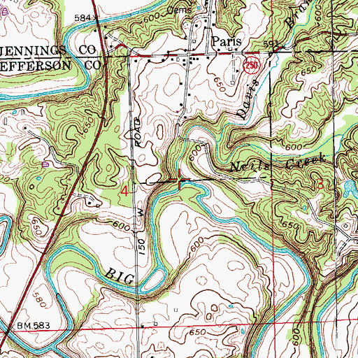Topographic Map of Neils Creek, IN