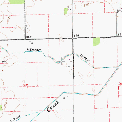 Topographic Map of Neiman Ditch, IN