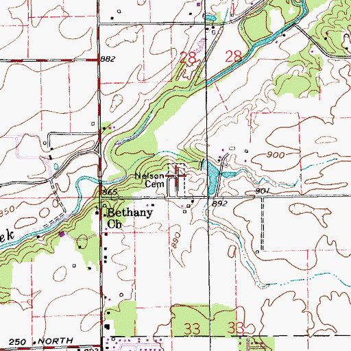 Topographic Map of Nelson Cemetery, IN