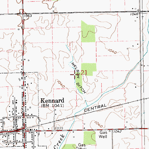 Topographic Map of Nelson Ditch, IN