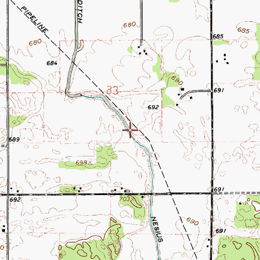 Topographic Map of Nesius Ditch, IN