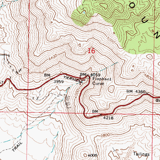 Topographic Map of Elephant Curve, AZ
