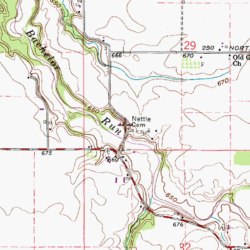 Topographic Map of Nettle Cemetery, IN