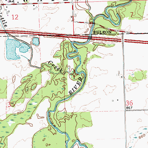 Topographic Map of Nettle Creek, OH
