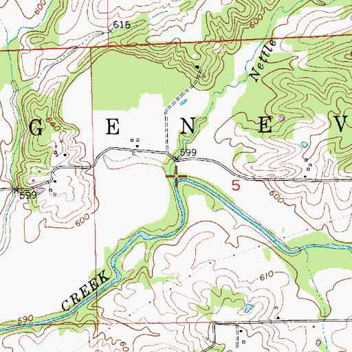 Topographic Map of Nettle Creek, IN