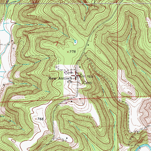 Topographic Map of New Antioch Church, IN