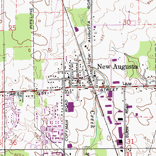 Topographic Map of New Augusta, IN