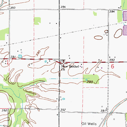 Topographic Map of New Bethel Church, IN