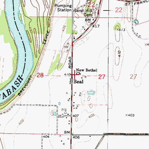 Topographic Map of New Bethel Church, IN