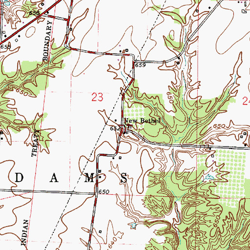 Topographic Map of New Bethel Church, IN
