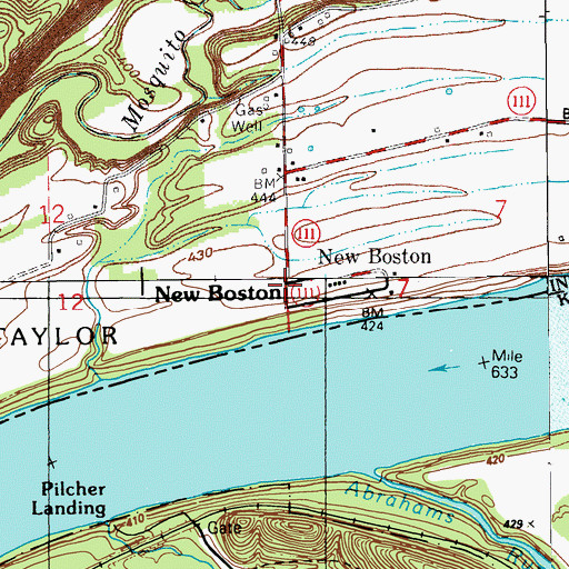 Topographic Map of New Boston, IN