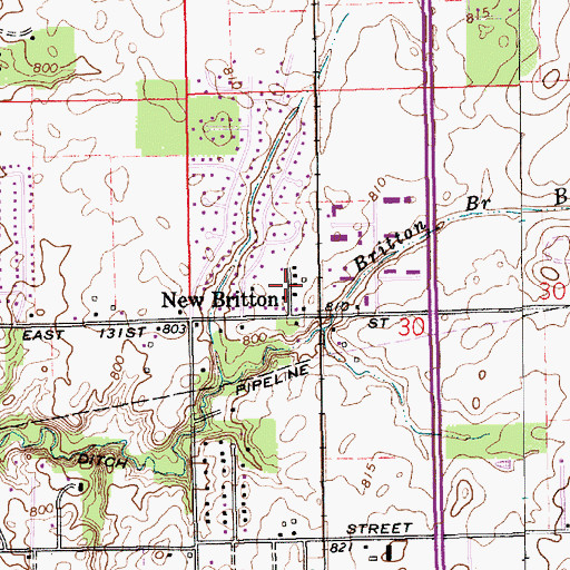 Topographic Map of New Britton, IN