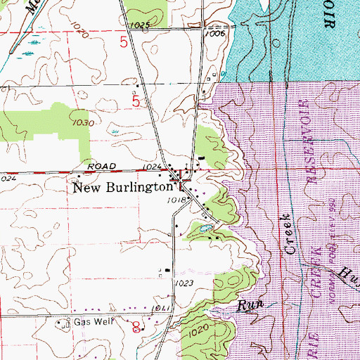 Topographic Map of New Burlington, IN