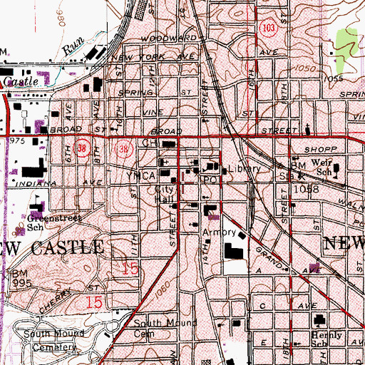 Topographic Map of New Castle, IN