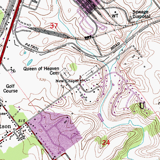 Topographic Map of New Chapel, IN