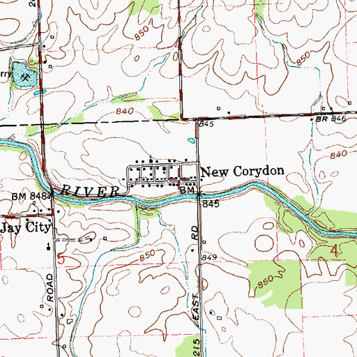 Topographic Map of New Corydon, IN