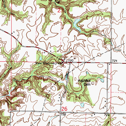Topographic Map of New Discovery Church, IN
