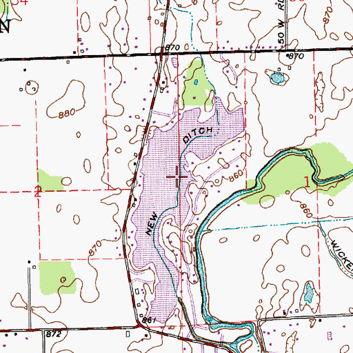 Topographic Map of New Ditch, IN