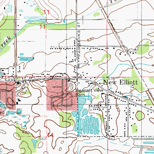 Topographic Map of New Elliott, IN
