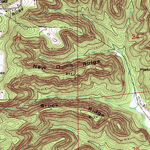 Topographic Map of New Gunn Ridge, IN