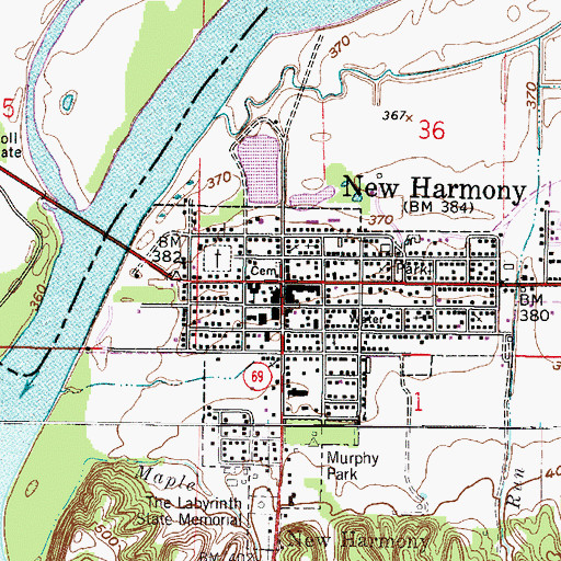 Topographic Map of New Harmony, IN