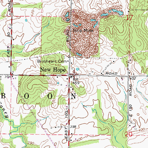 Topographic Map of New Hope, IN
