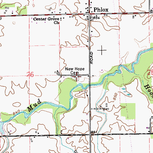 Topographic Map of New Hope Cemetery, IN