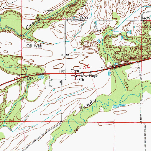 Topographic Map of New Hope Church, IN