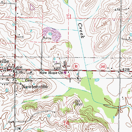 Topographic Map of New Hope Church, IN