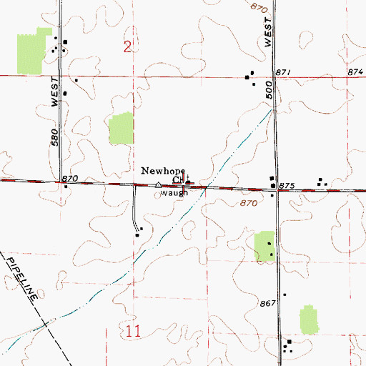Topographic Map of New Hope Church, IN